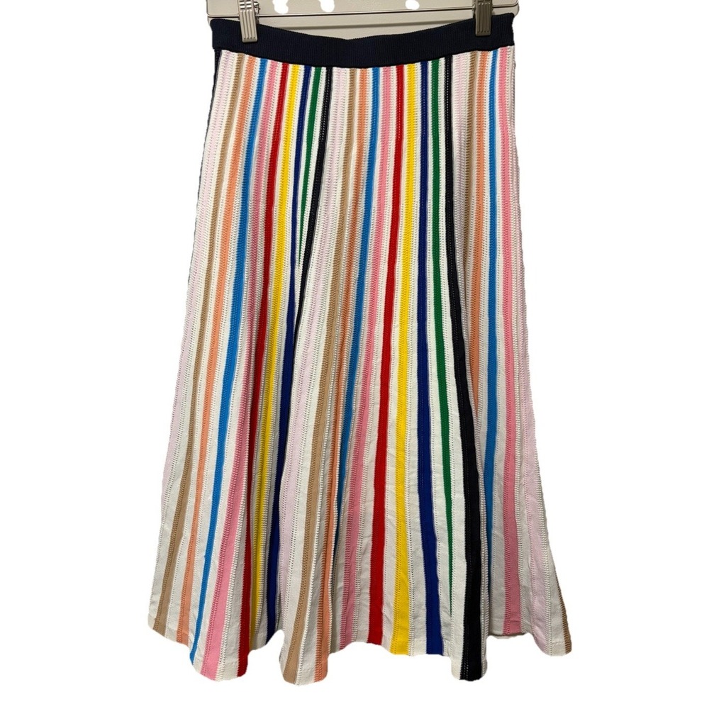 J.Crew Rainbow Stripe Knit Skater Skirt Women’s Medium Flare Pull On